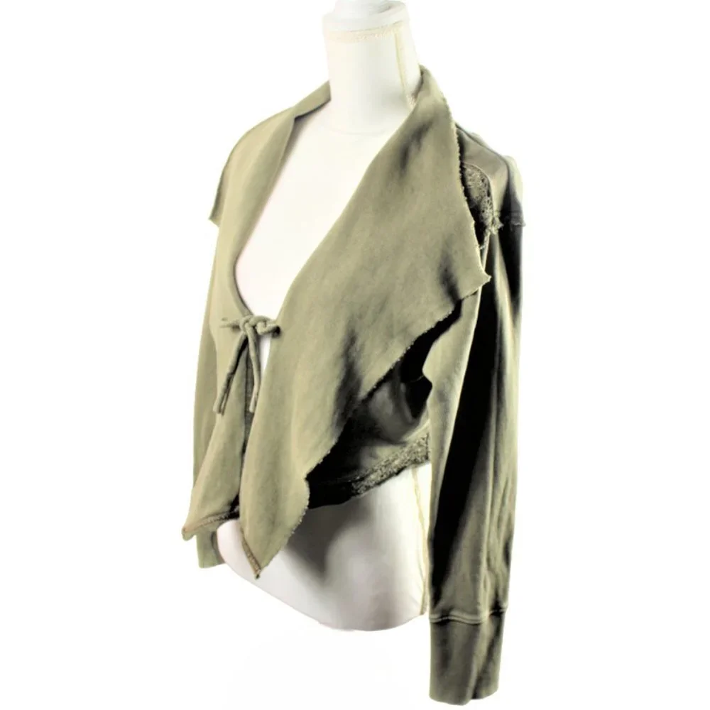 Free People Lost Cause Dolphin Wash Front Tie Cropped Cardigan Size XS